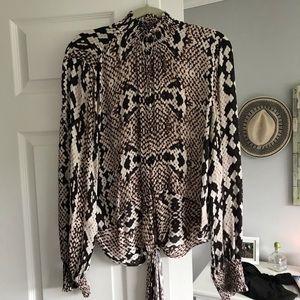 Snakeskin turtleneck crop top